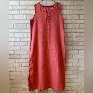 J. Jill 100% Linen Coral Pink Sleeveless Maxi Dress